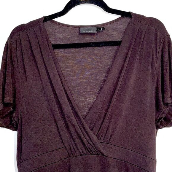 The Limited soft wrap V-neck very dark brown short sleeve top M - Picture 3 of 7